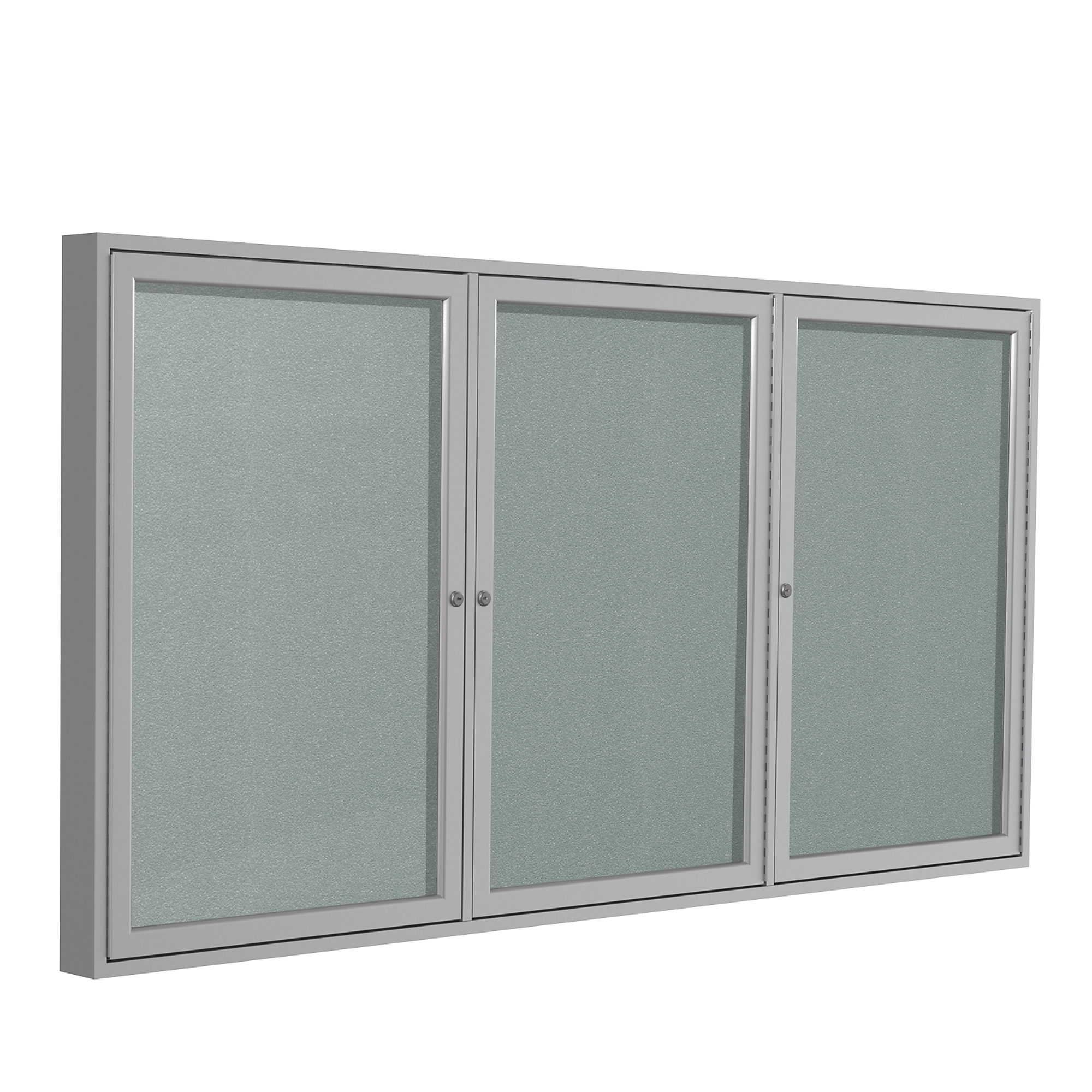 Ghent, 48in.x72in. 3-Door Satin Aluminum Vinyl Bulletin Board - Silver, Color Finish Silver, Model# PA34872VX-193